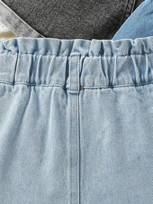 SHEIN 3pcs Girls Denim Shorts Set,Blue Back-To-School Fashionable Washed Loose Shorts With Elastic Waist,3 Pack Cute Casual Summer Kids Clothes For Vacation - Multicolor - View 4