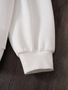 TOM & JERRY X SHEIN Áo sweatshirt nữ cổ tròn phối màu, phong cách thường ngày, thích hợp đi làm, họa tiết hoạt hình chữ cái. - trắng - Xem 5