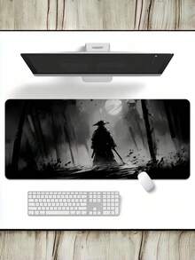 1 件超大尺寸可水洗橡胶防滑底面缝边水彩武士鼠标垫游戏桌垫大号键盘垫桌面保护垫学习垫办公用品桌面配件适用于游戏玩家家庭办公室电脑设置 - 水墨武士 - 查看 9