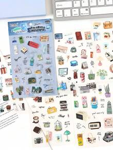 1套防水纸质DIY手工装饰贴纸,可爱卡通风格复古设计,多色Gouka贴纸,适合学生、手工爱好者、上班族、日记本装饰、礼品包装、家居装饰、学校用品、剪贴簿用品、日记贴纸、计划本配件、DIY手工用品 - 彩色 - 查看 16