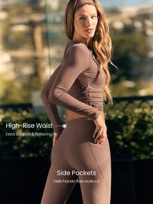 GLOWMODE 24" FeatherFit™ High-Rise Side Pocket Leggings - Volcanic Gray - View 3