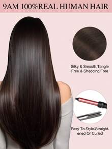 V型分缝夹式接发，100%真人发丝，一体式设计，带4个夹子，2号深棕色直发，优质真人发丝，易于造型，可使用卷发棒和直发器，隐形设计，适合增加发量，轻盈舒适，可全天佩戴。 - S2 - 查看 10