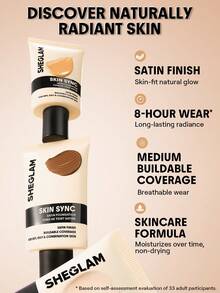 SHEGLAM Skin Sync Satin Base de Maquillaje-Shell Marca Belleza Maquillaje Maquullaje Cosmética para Mujeres Niñas Perfecto para Invierno Primavera Verano Ideal para Y2K Elegante Moda Adecuado para Cumpleaños Día de la Madre Regalo Fiesta Listo Mejor Color - Shell - Ver 4