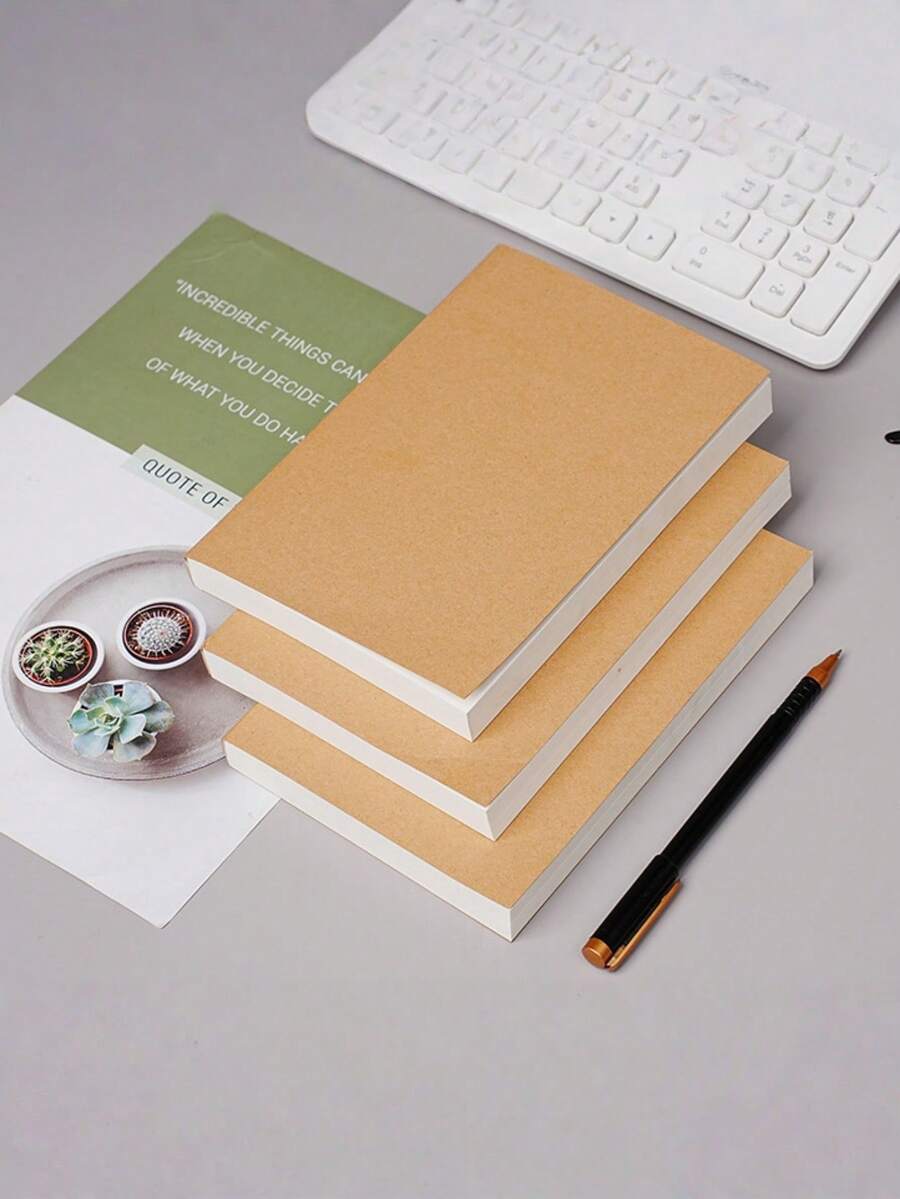 1本40/200/400页A5空白牛皮纸笔记本，加厚素描本、日记本、记事本，附赠随机贴纸，适合办公学习写作，可作为节日、生日礼物或返季计划本使用。 - 黃色 - 查看 1