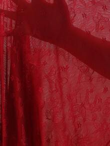 Slumberist Floral Embroidered Lace Robe, Luxurious Long Sheer Bathrobe For Women Night Gown With Robe Lingerie Robe Set Red Night Gown Robes For Women Sexy - Burgundy - View 5