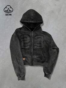 PAVTROS Manfinity Streetrush Men Number Graphic Hooded Sweatshirt Sweatshirt - Black - View 1