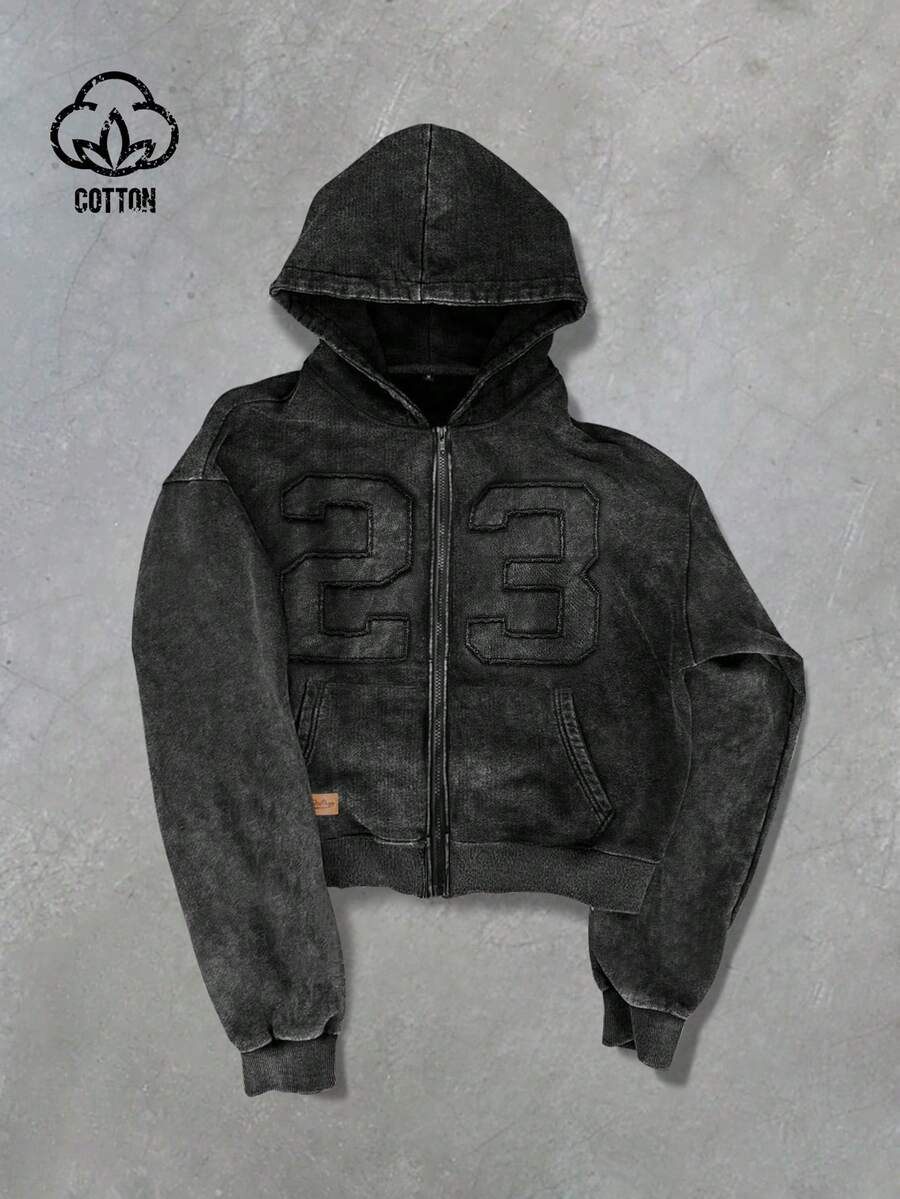 PAVTROS Manfinity Streetrush Men Number Graphic Hooded Sweatshirt Sweatshirt - Black - View 1