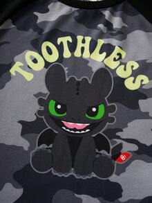 SHEIN How to Train Your Dragon Young Boy Summer Casual Dragon & Camouflage Print Patchwork T-Shirt - Army Green - View 6