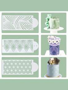 10pcs Cake Decorating Mold, Cake Cutout Pattern Border Printing Mold, Suitable For DIY Baking Tools - Clear - View 6