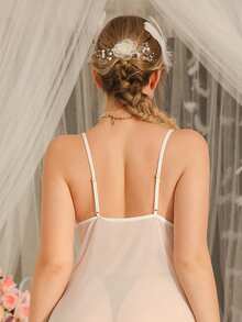 DelicateAllure Áo ngủ lưới gợi cảm dành cho người trưởng thành, váy ngủ lưới quyến rũ cho phòng ngủ, áo ngủ cỡ lớn gợi cảm và hấp dẫn. - trắng - Xem 2