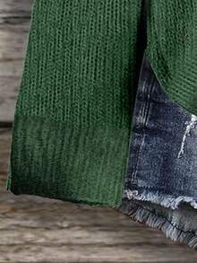 EMERY ROSE Women's Casual Knit Pullover Sweater, Green With Christmas Lights Print, Suitable For Christmas - Multicolor - View 4