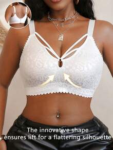 SHEIN 1件大码女士无钢圈休闲文胸 - 白色 - 查看 5