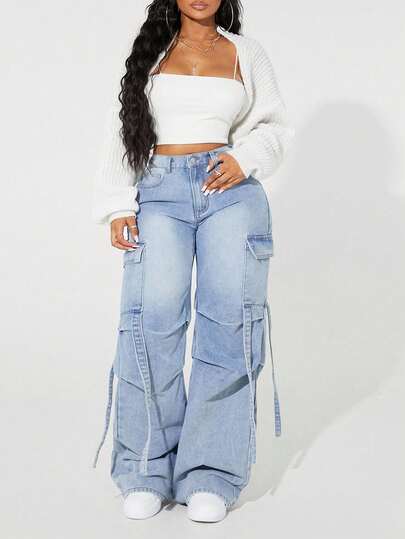 SHEIN CURVE+ 大码毛边纯色修身优雅七分牛仔裤，Curve Plus，Hoho Vacation