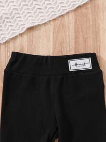 SHEIN 女童緊身褲 4-7 歲女孩適用 休閒百搭舒適 秋冬春夏皆宜 適合外出、上學、派對與運動 - 黑色 - 查看 3