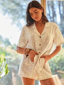 Lullawish Bộ đồ ngủ nữ họa tiết sọc Bohemian - Nhiều màu - Xem 4