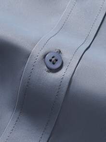 Manfinity Homme Men's Solid Color Button-Down Long Sleeve Casual Dress Shirt - Light Grey - View 4