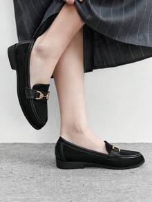 CUCCOO BIZCHIC 女士手工系带平底乐福鞋 - 黑色 - 查看 1