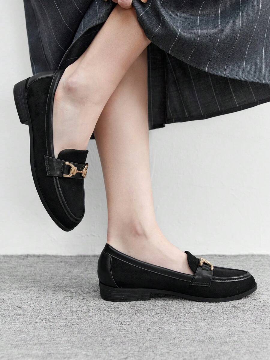 CUCCOO BIZCHIC 女士手工系带平底乐福鞋 - 黑色 - 查看 1