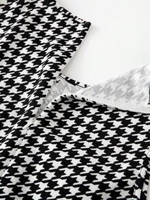 GlowEve CURVE 大码无袖优雅千鸟格纽扣连体裤，成熟通勤日常穿着，适合各种场合 - 黑與白 - 查看 6