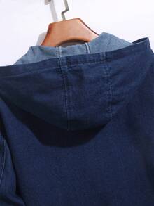 Manfinity Homme Men's Casual Washed Denim Hooded Jacket Jackets For Men Zip Up - Dark Wash - View 3