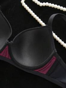 1pc Sexy Lace Simple Gather Small Bust Enhancing Underwire Bra - Multicolor - View 6