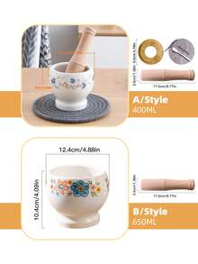 Cirelle 极简陶瓷研磨器 - 多功能蒜蓉压榨器和香料研磨器，木棍造型研杵，厨房必备 - 彩色 - 查看 2