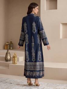 Al Najma New Notched Neck Gold Tassel Fringe Embroidery Elegant Casual Dress, Suitable For Daily, Vacation, Party, Traditional - Multicolor - View 7