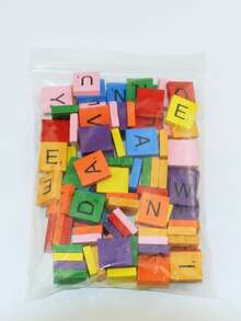 100/200pcs, Colorful Wood English Letter Homemade Craft DIY Handmade Party Decoration Gift Birthday - Candy color - View 3