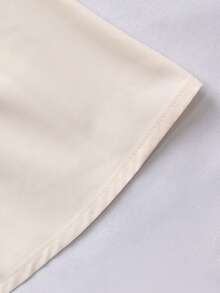 Franclia Apricot Elegant Plus Size Plain Blouse With Pearl Round Neck And Regular Long Sleeves Flared Hem - Apricot - View 4