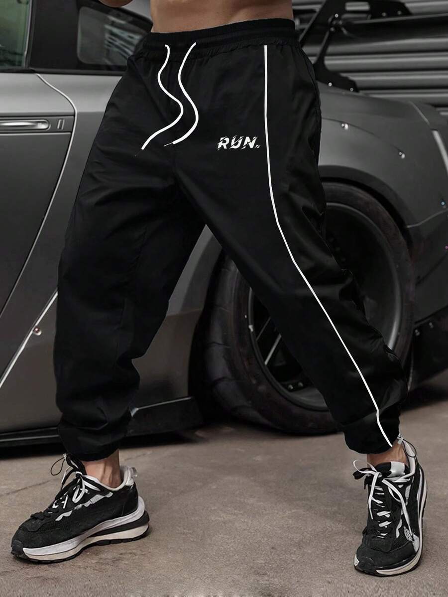 GymBeat Quần thể thao nam in họa tiết, quần jogger nam, quần tập gym, quần nỉ đen, quần áo tập gym rộng rãi. - màu đen - Xem 1