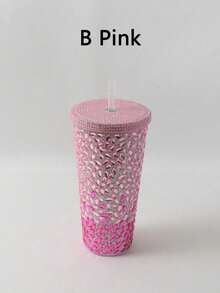 1pc 12 Oz (About 340 G) Sparkler Cup Handmade Rhinestone Set, Built-In Double Plastic Cup With Lid, Straw - Perfect For DIY Custom, Iced Coffee And Water, Home Office Party Beach, Ladies Gift - Multicolor - View 19