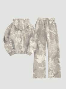 SHEIN 2件套女士数码印花连帽衫和运动裤 - 彩色 - 查看 2