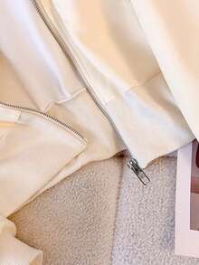 Resyla Women's Fitted Stand Collar Raglan Sleeve Cardigan Top - Apricot - View 5