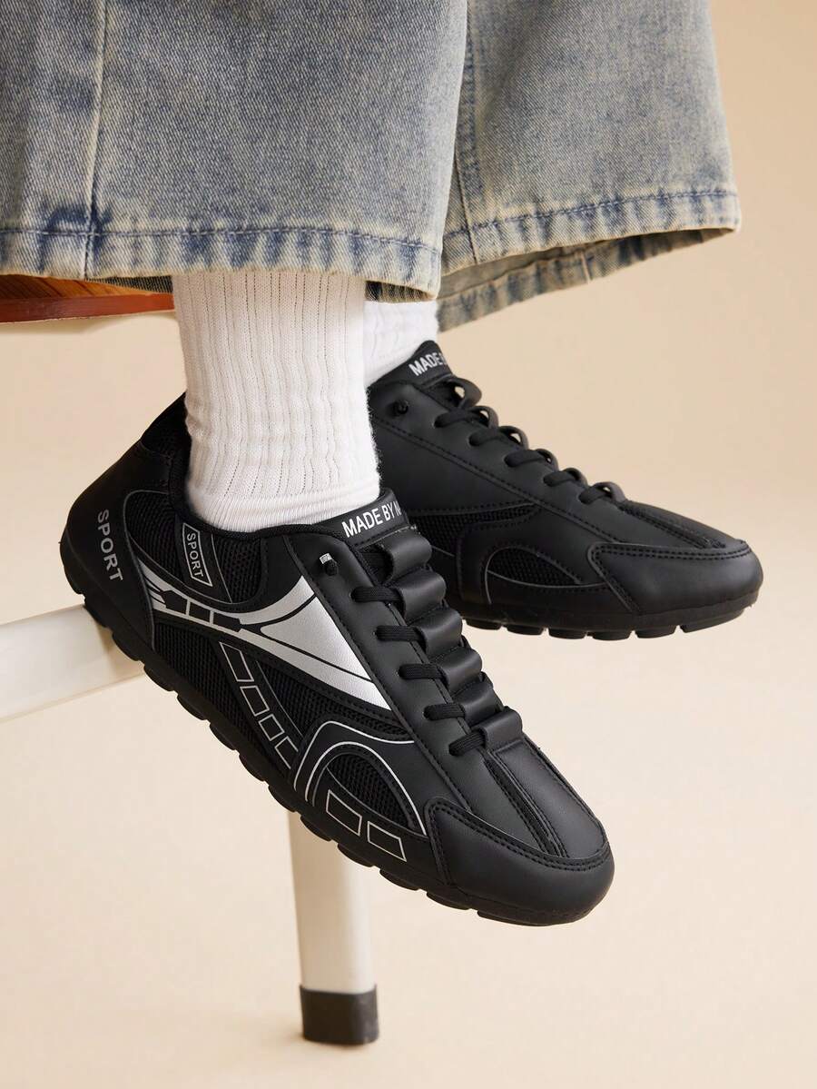 CUCCOO EASI 男士休闲鞋，男士道德训练鞋，黑色平底帆布鞋，带绑带，舒适耐穿，适合办公室和户外穿着。 - 黑色 - 查看 1