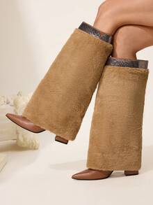 CUCCOO CHICEST Botas de tacón alto de moda con punta puntiaguda para mujer - Marrón - Ver 4