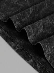 Manfinity Joysei Standard Size Men's Washed Black T-Shirt With White Sleeve Trim Design - Black - View 6