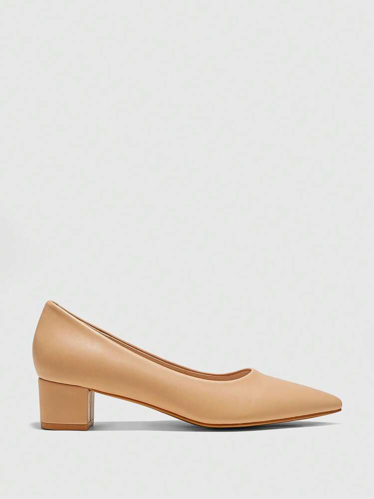 CUCCOO BIZCHIC Apricot Pointed Toe Chunky Heel Sexy Fashion Women's High Heel Pumps, Versatile For Daily Commute, Casual Wear, Work Valentine's Day