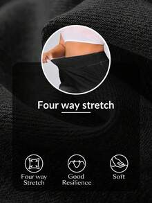 Flexra Plus Size Solid Color Casual Denim Shorts - Black - View 7