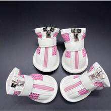 1 Set Of Cute Pink Zippered Breathable Pet Shoes, Suitable For Small Dogs - Pink - View 4