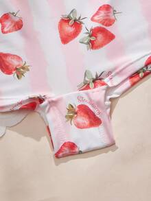 Eraneu 1pc Girl's Strawberry Striped Pink Series Panty - Multicolor - View 9