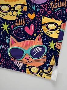 PopScrub 时尚V领短袖卡通猫戴眼镜波点印花护士服上衣，女款，春夏款 - 彩色 - 查看 5