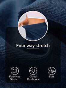 Flexra Pantalones cortos de mezclilla casuales de unicolor talla grande - Azul lavado medio - Ver 7