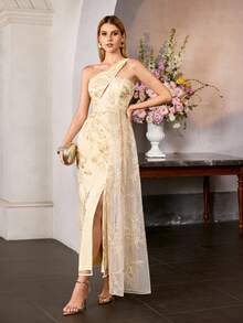 MOTF Soiréza CONTRAST SEQUIN EMBROIDERY COCKTAIL DRESS - Yellow - View 6