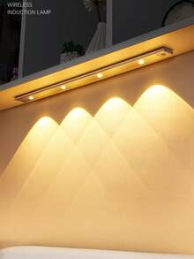 1pc Smart Led Motion Sensor Light, Ultra-Thin Cat-Eye Hill Light Strip, Rechargeable Self-Adhesive Wardrobe, Wine Cabinet, Kitchen Cabinet Light Strip - Multicolor - View 4