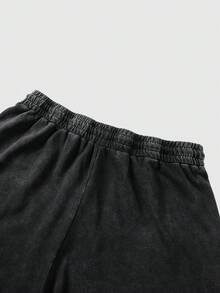 ROMWE MEN Men's Elastic Waist Rhinestone Embellished Fashionable Summer Shorts - Black - View 3