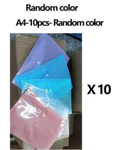10 piezas/5 piezas Carpetas transparentes de polipropileno tamaño A4 con cierre a presión, organizadores de documentos impermeables en colores macaron surtidos para estudiantes y uso de oficina, carpetas para la escuela - Multicolor - Ver 7