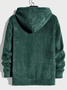 EASEVO Plus Size Men's Casual Letter Graphic Hoodie, Autumn/Winter - Green - View 2
