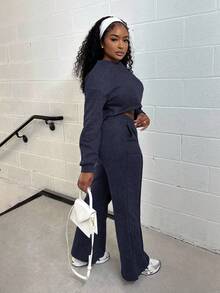 Alexandranx 2025夏季新品音乐节复活节圣帕特里克节生日派对毕业学生日常休闲百搭休闲邮轮旅行海滩日光浴网络休闲街头风格宽松运动女两件套 - 藍色 - 查看 3