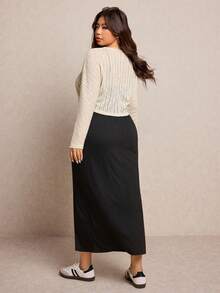 Elaquor 大码休闲通勤纯色短款吊带背心和连衣裙两件套 - 彩色 - 查看 2