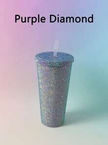 1pc 12 Oz (About 340 G) Sparkler Cup Handmade Rhinestone Set, Built-In Double Plastic Cup With Lid, Straw - Perfect For DIY Custom, Iced Coffee And Water, Home Office Party Beach, Ladies Gift - Multicolor - View 17